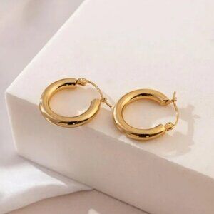 18k Gold Filled Circle Tube Hoop Earrings, Jewelry,